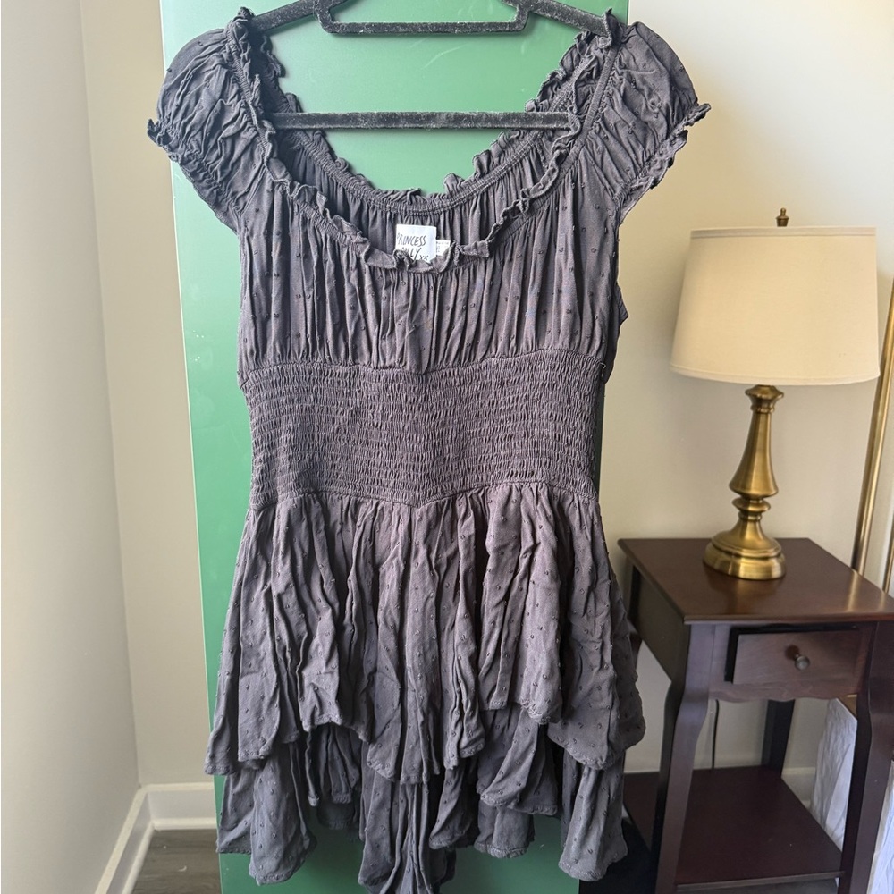 Princess Polly Black Ruffled Cap Sleeve Romper
